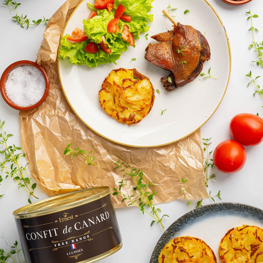 Confit de Canard dåse med and sprødstegt skin saftig and
