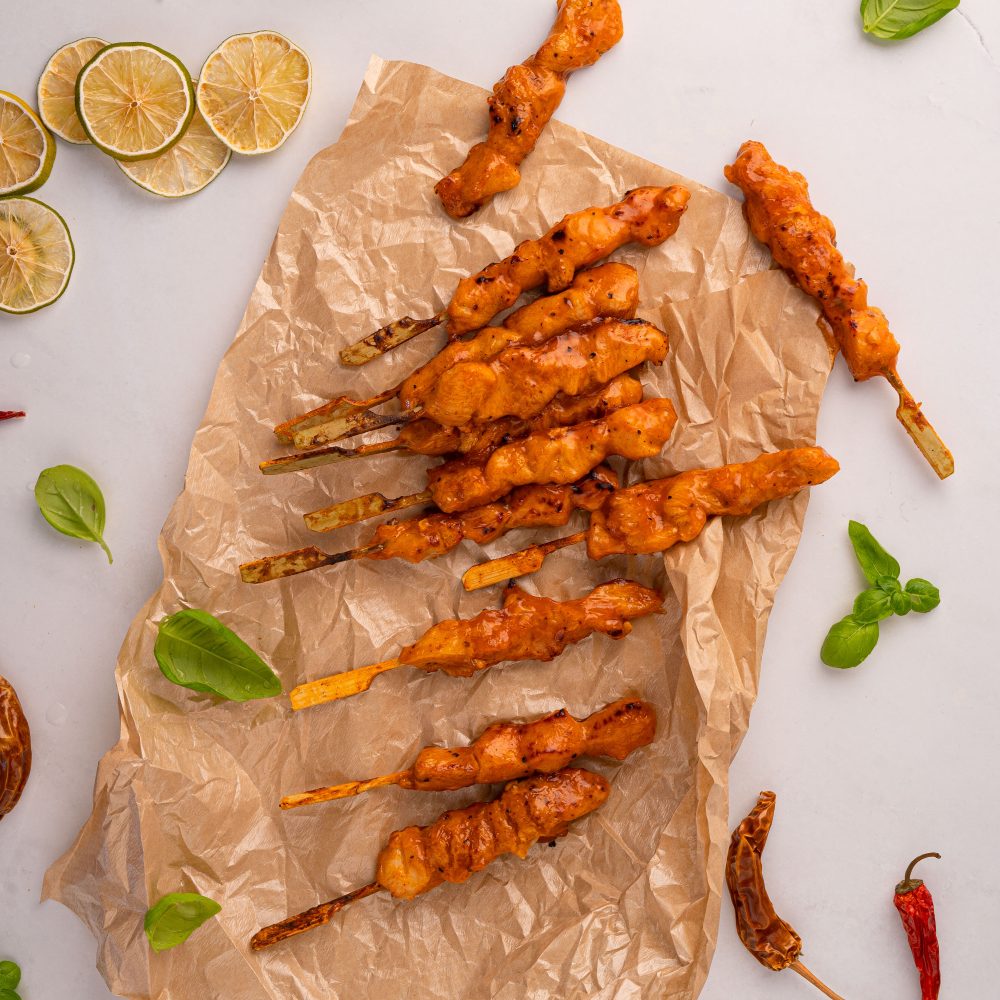 BBQ marineret yakitori grillspyd på 30 g – kulgrillet og håndlavet